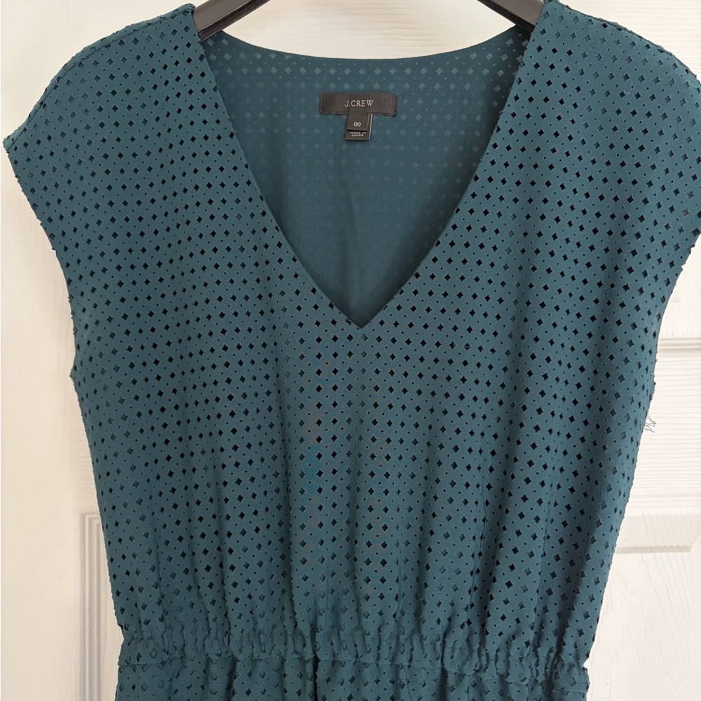 J. Crew Teal V‑Neck Cap Sleeve Midi Dress